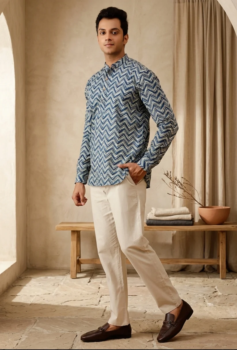 Short Kurta Blue Print
