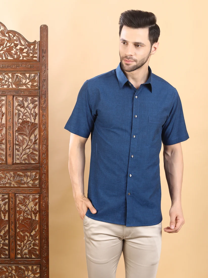 Half Sleeve Shirt in Mangalgiri Cotton