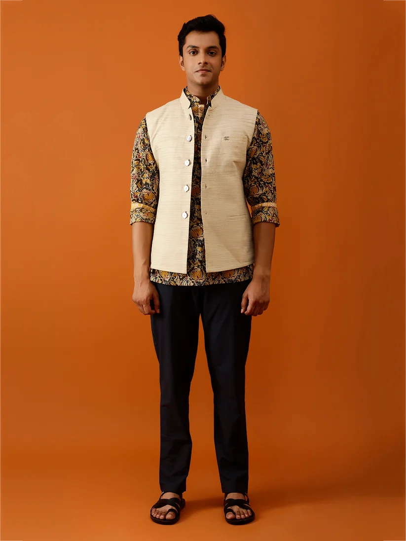 Ivory Silk Nehru-Jacket