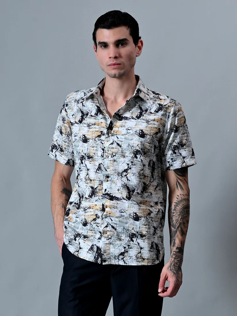 Beach wear Printed Shirt In Viscose Cotton