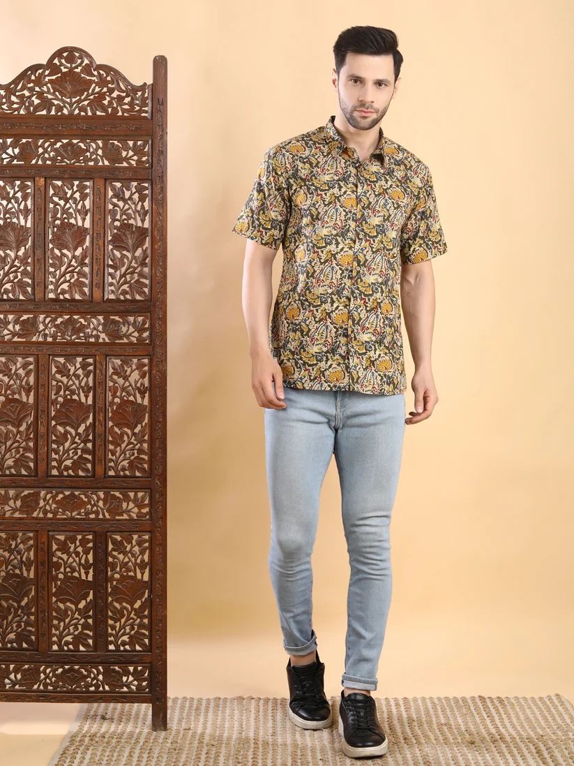 Half Sleeve Shirt - Kalamkari Print