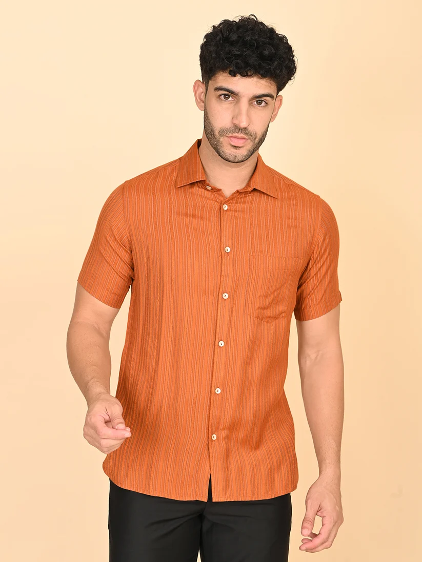 Tussar Silk Dobby Half Sleeve Shirt