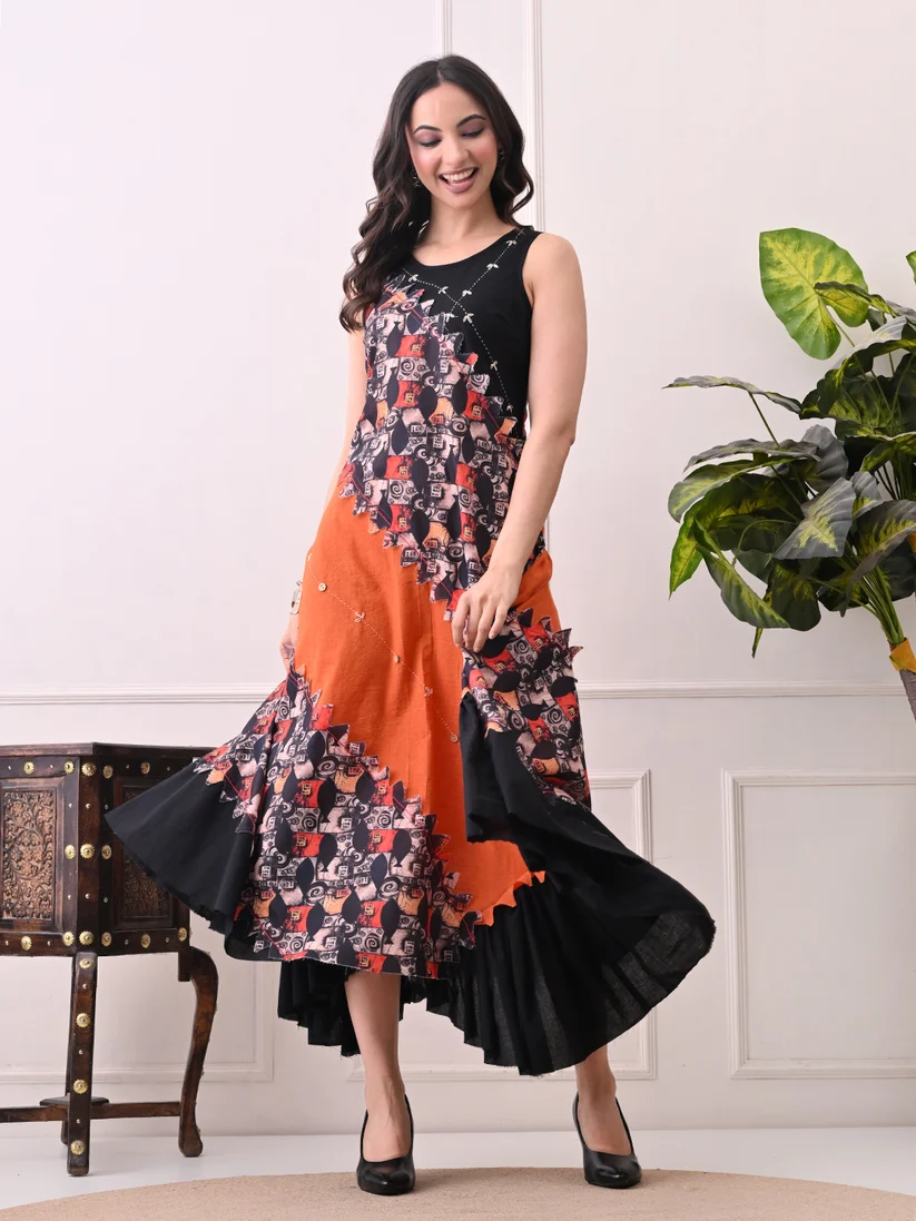 One Piece in Handloom Cotton - Multicolour