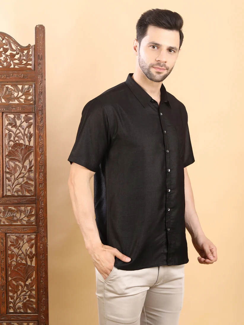 Half-Sleeve Shirt- Black