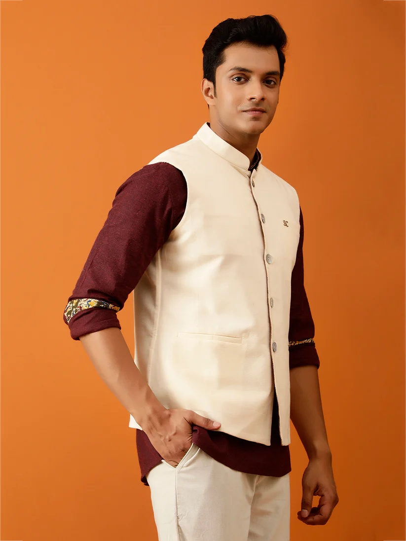 Ivory Nehru Reversible Jacket