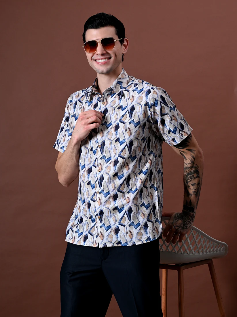 Beach wear Printed Shirt In Viscose Cotton