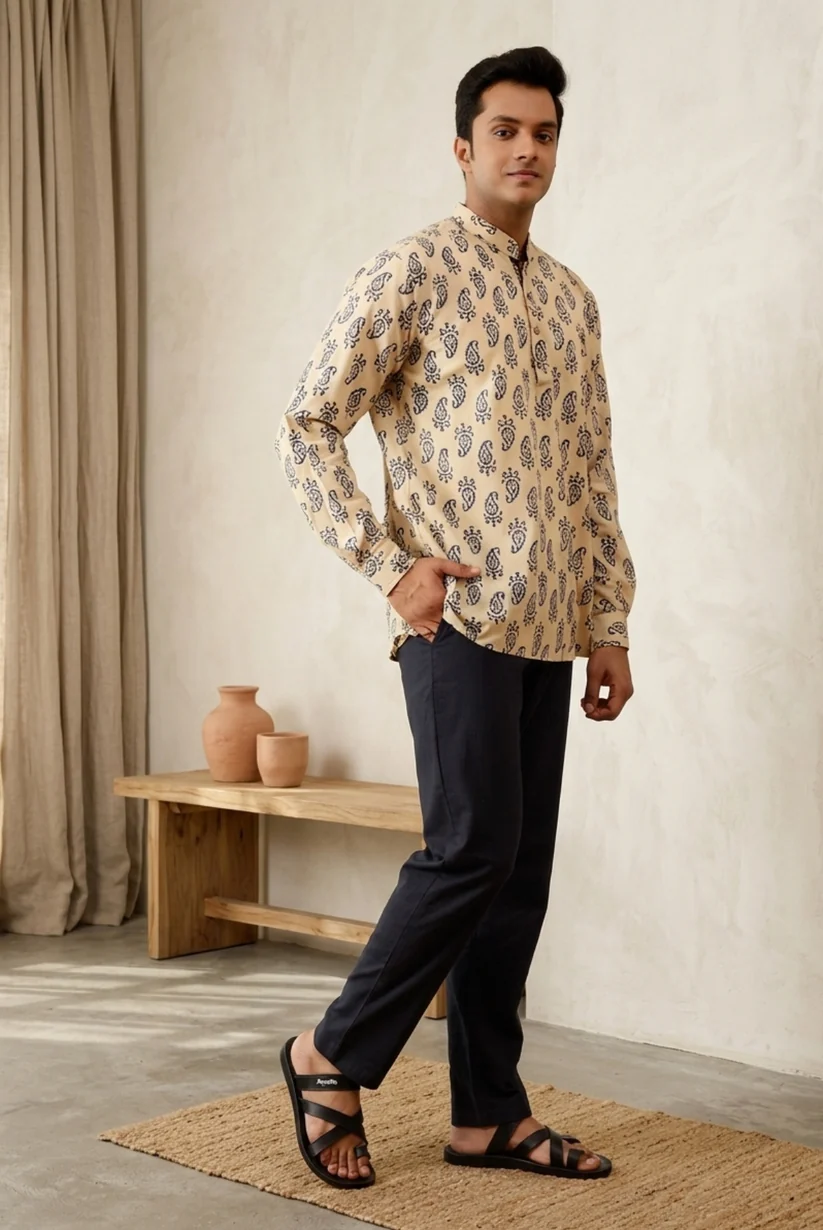 Short Kurta Handblock Print in Cotton