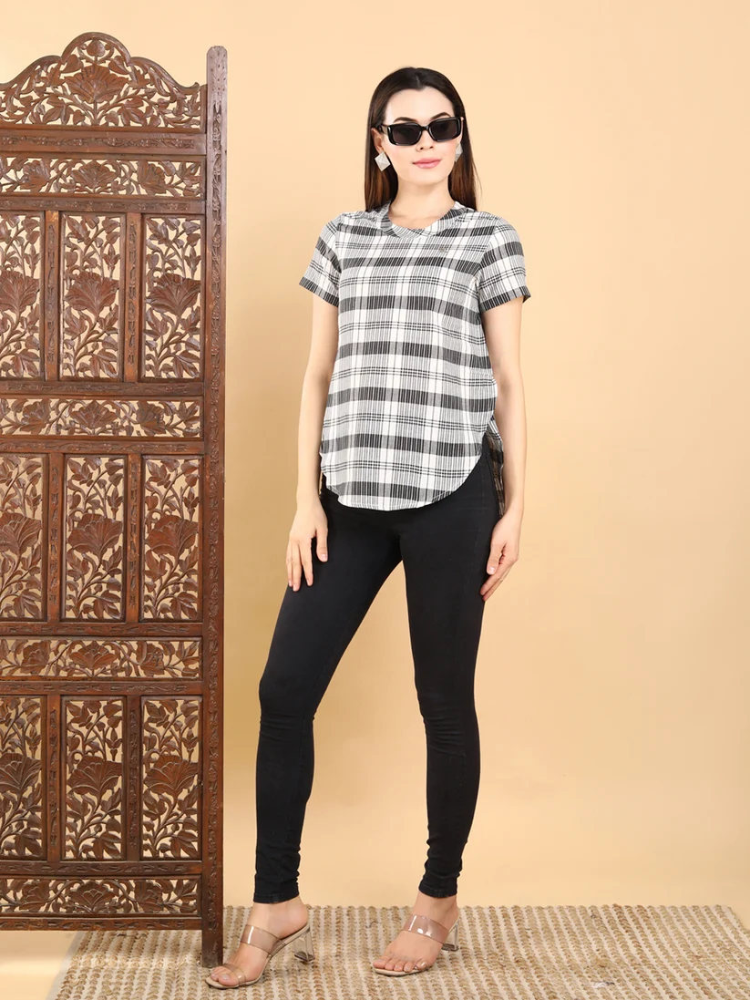 Black And White Checkered Top