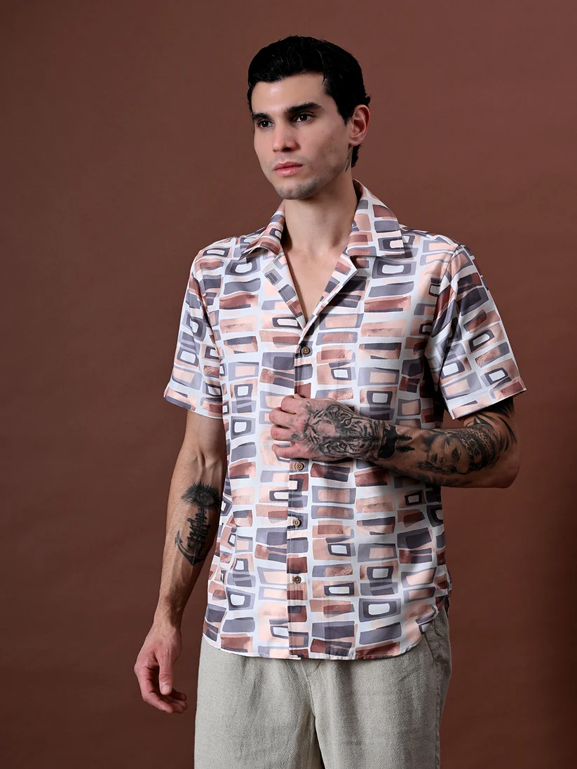 Beach wear Printed Shirt In Viscose Cotton