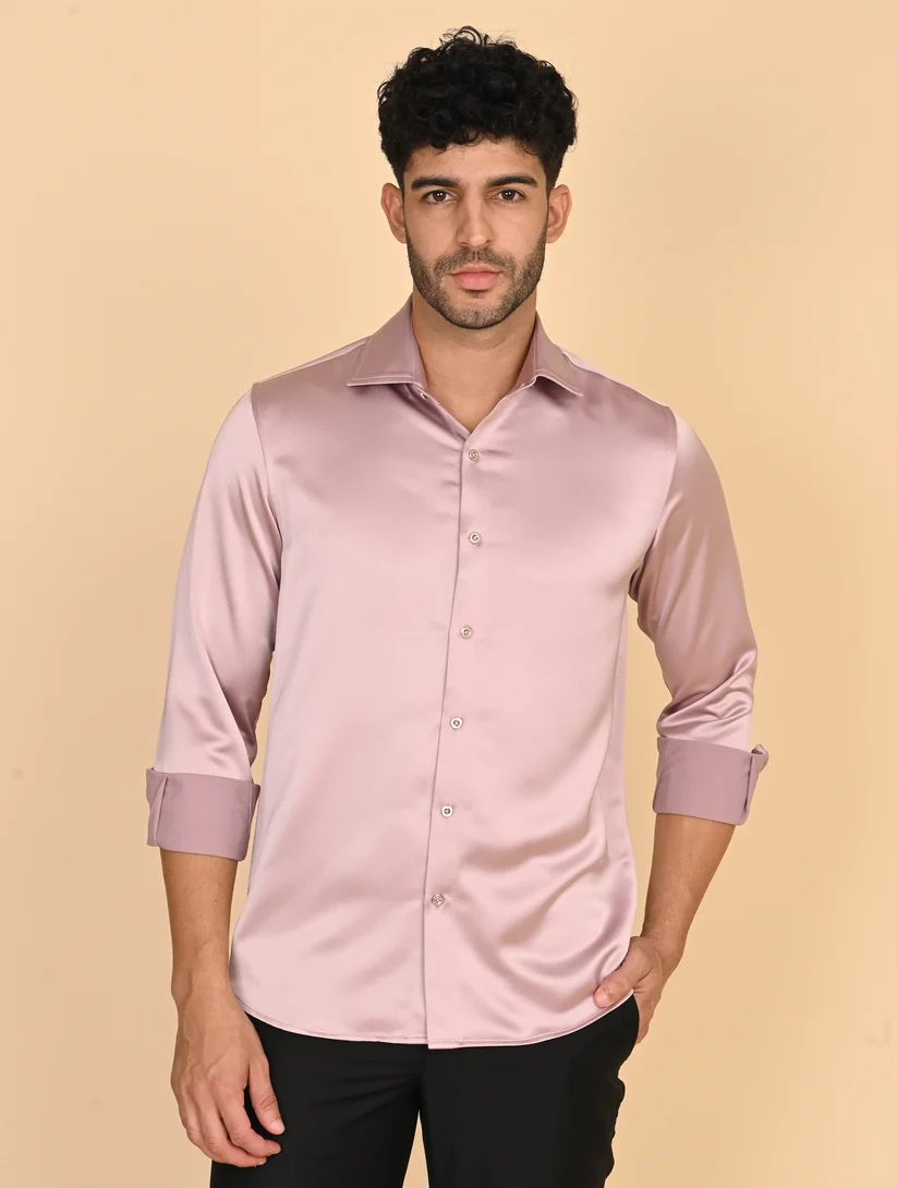 Blush Pink Satin Silk Shirt